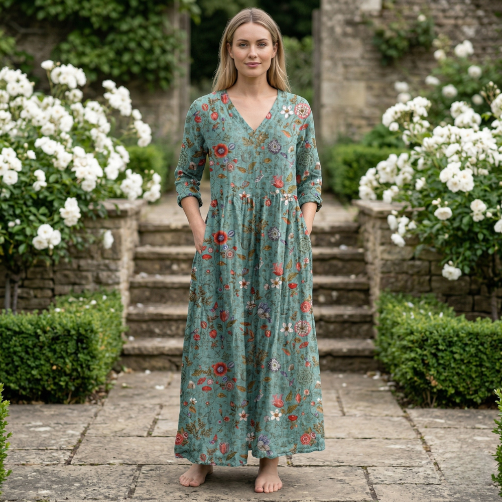 Women’s Summer Dress | Floral V-Neck | Light, Elegant, Comfortable