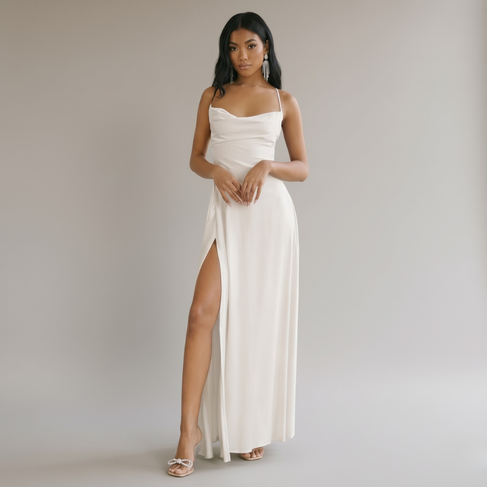 Silk Dress | Long and Elegant Style for Women | Braided Back Detail
