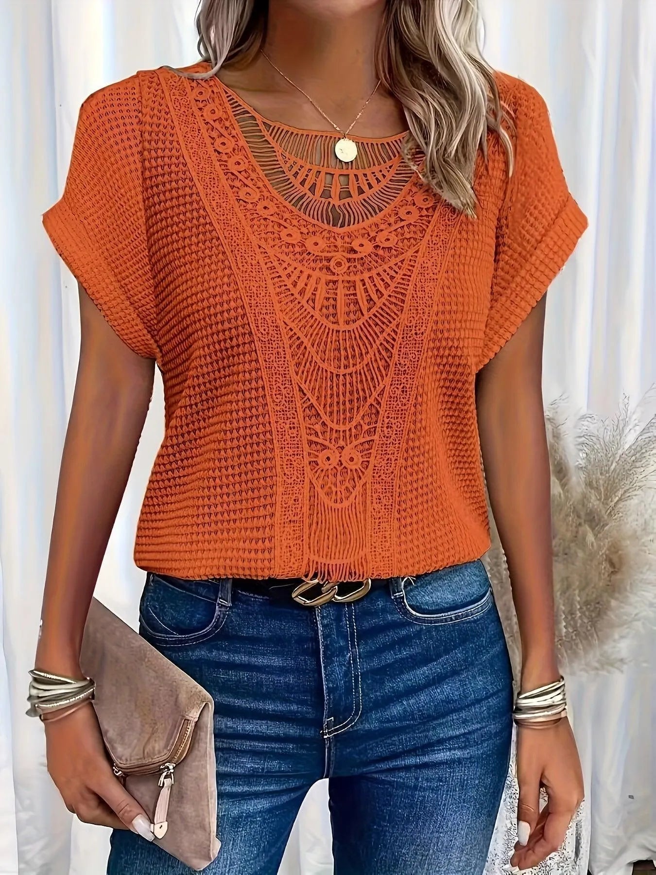 Lace Top | Breathable fabric, all-season wear | Lightweight, slim fit