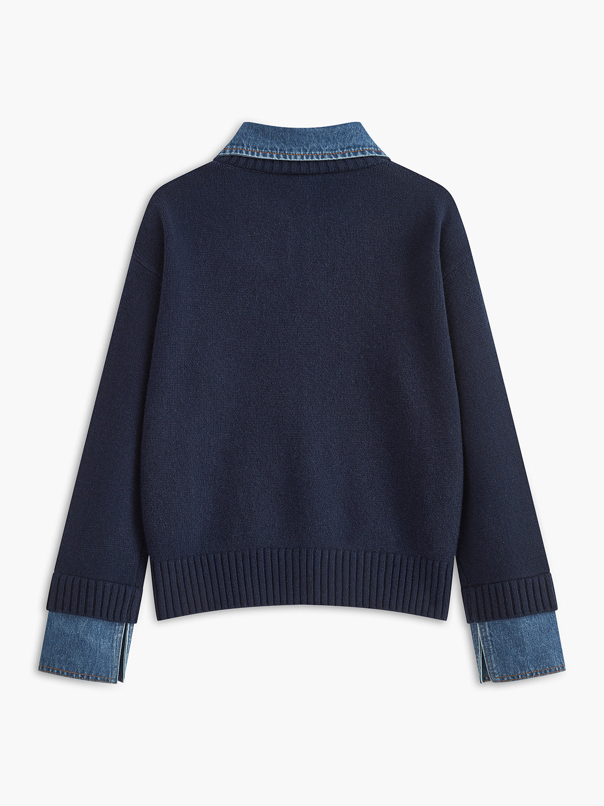 Women knit sweater dress lapel button 2 in 1 shift fit