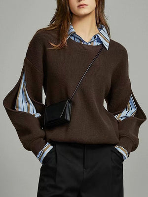 Women's Ribbed Sweater | Colorblock, Modern Cut | Chic Casual Style