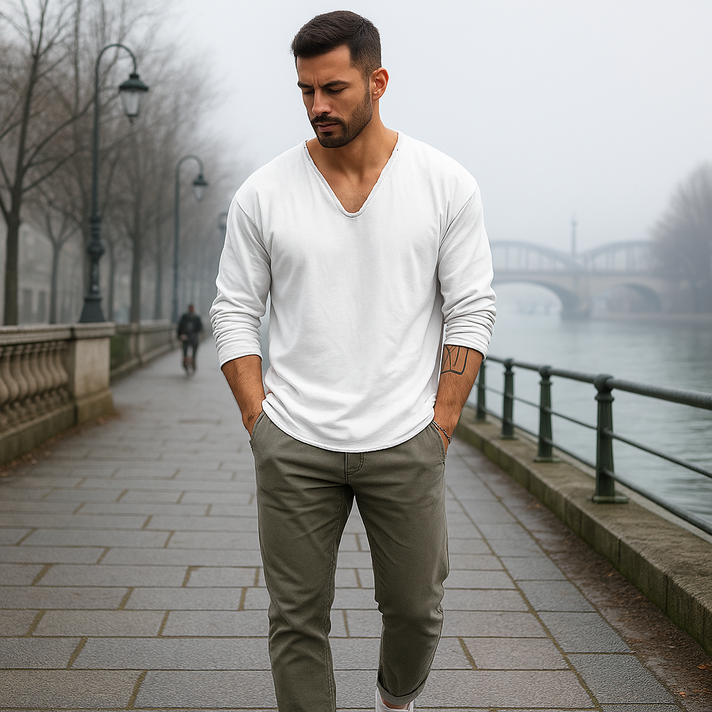 Men's Oversize Loose Sweater - Long Sleeve - Relaxed Fit