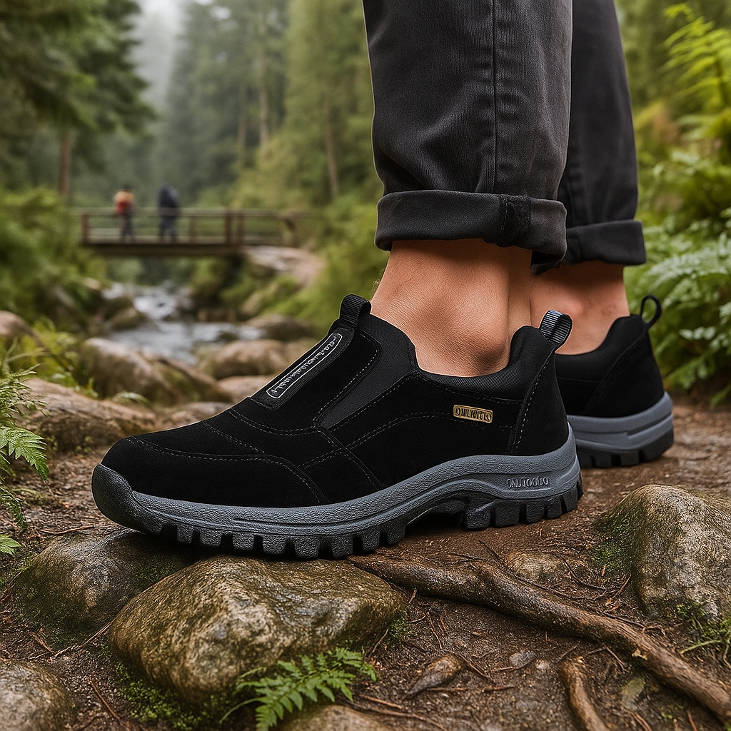 Men's Slip-On Hiking Shoes - Lightweight Sole - Non-Slip Traction