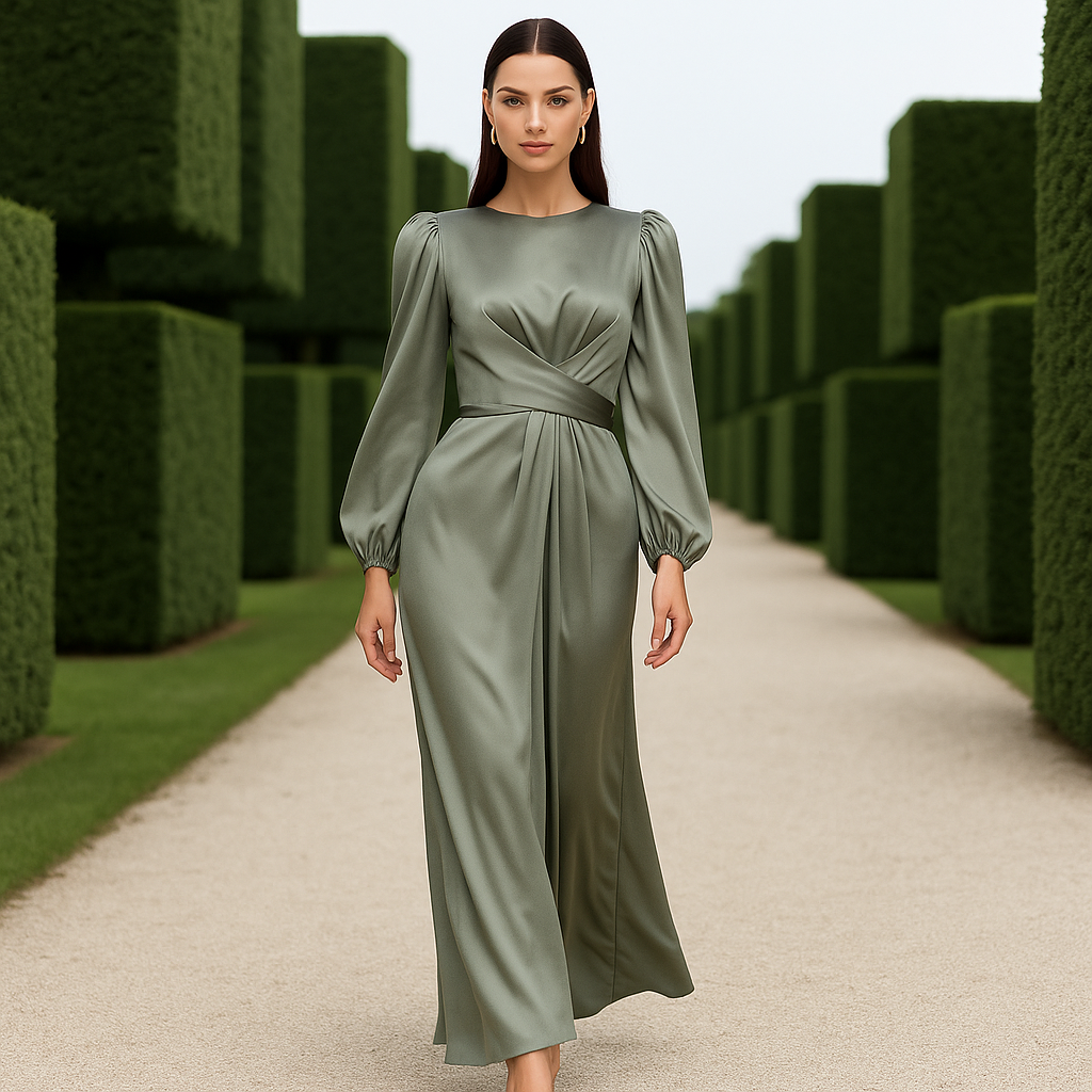 Evening Dress | Long Satin, Flattering Fit | Elegant Wear