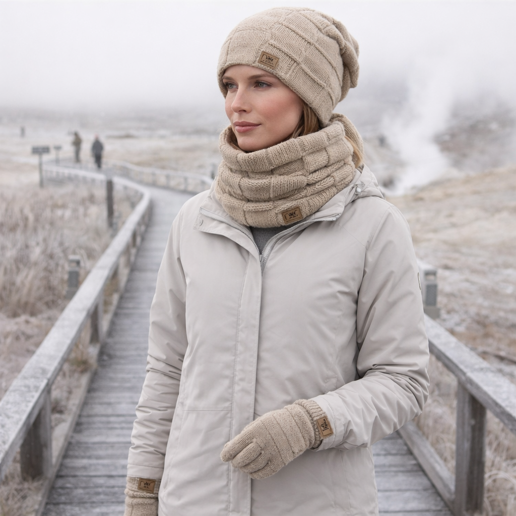 Arden - Knit Winter Thermal Knit Set Beanie Scarf Gloves