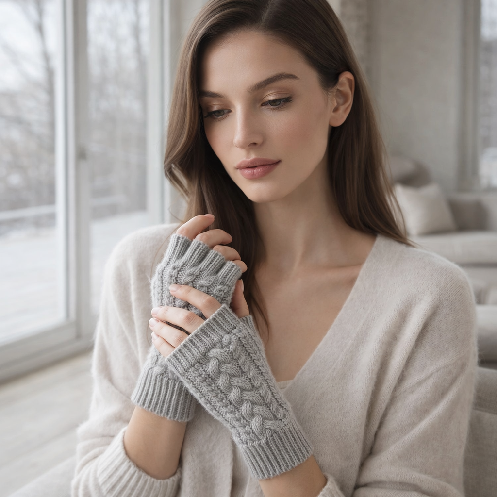 Fingerless Gloves | Women’s Knit Wrist Warmers | Cozy Winter Soft Fit