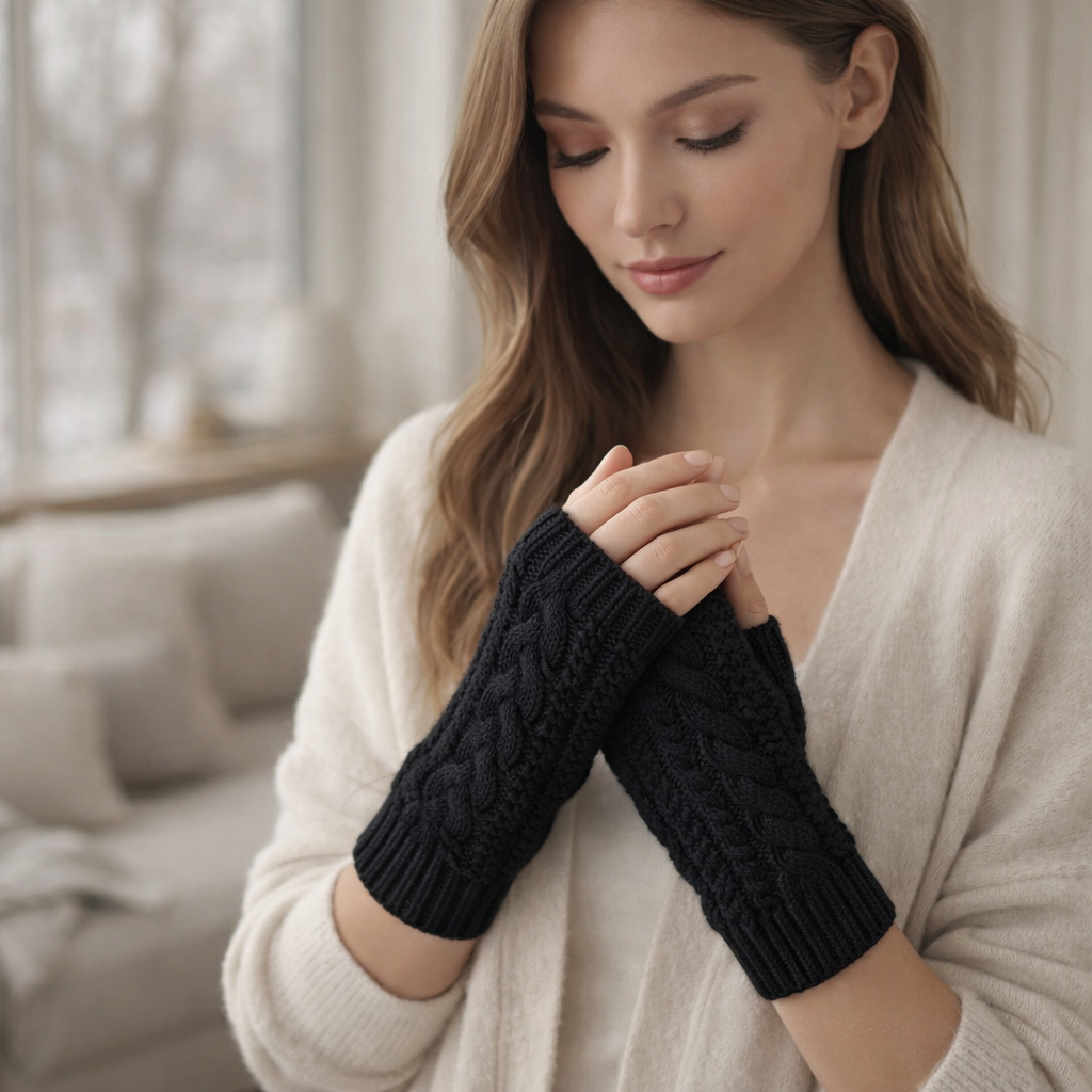 Cozy Knit Women’s Fingerless Winter Wrist Warmers