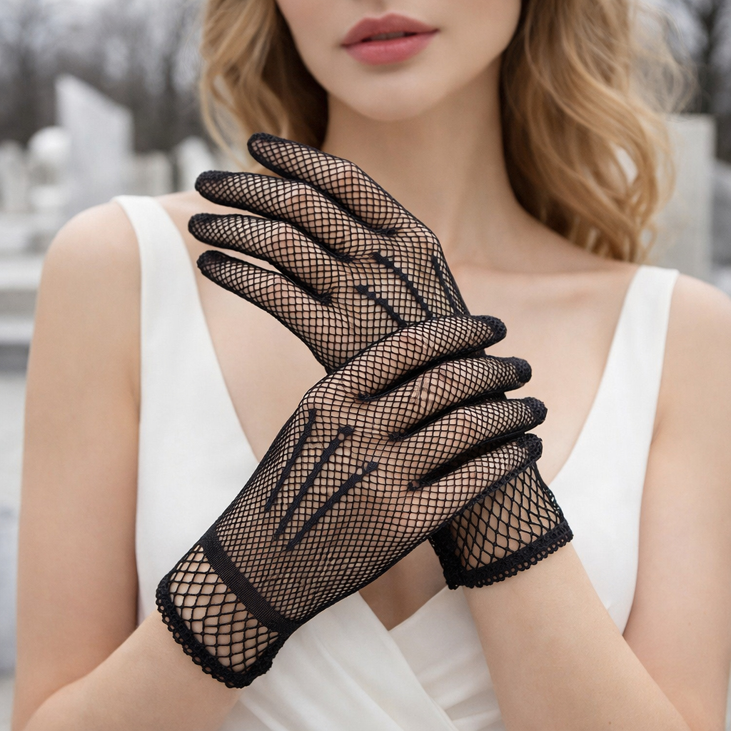 Opera Gloves | Women’s Long Mesh, Sheer | Vintage Elegant Style