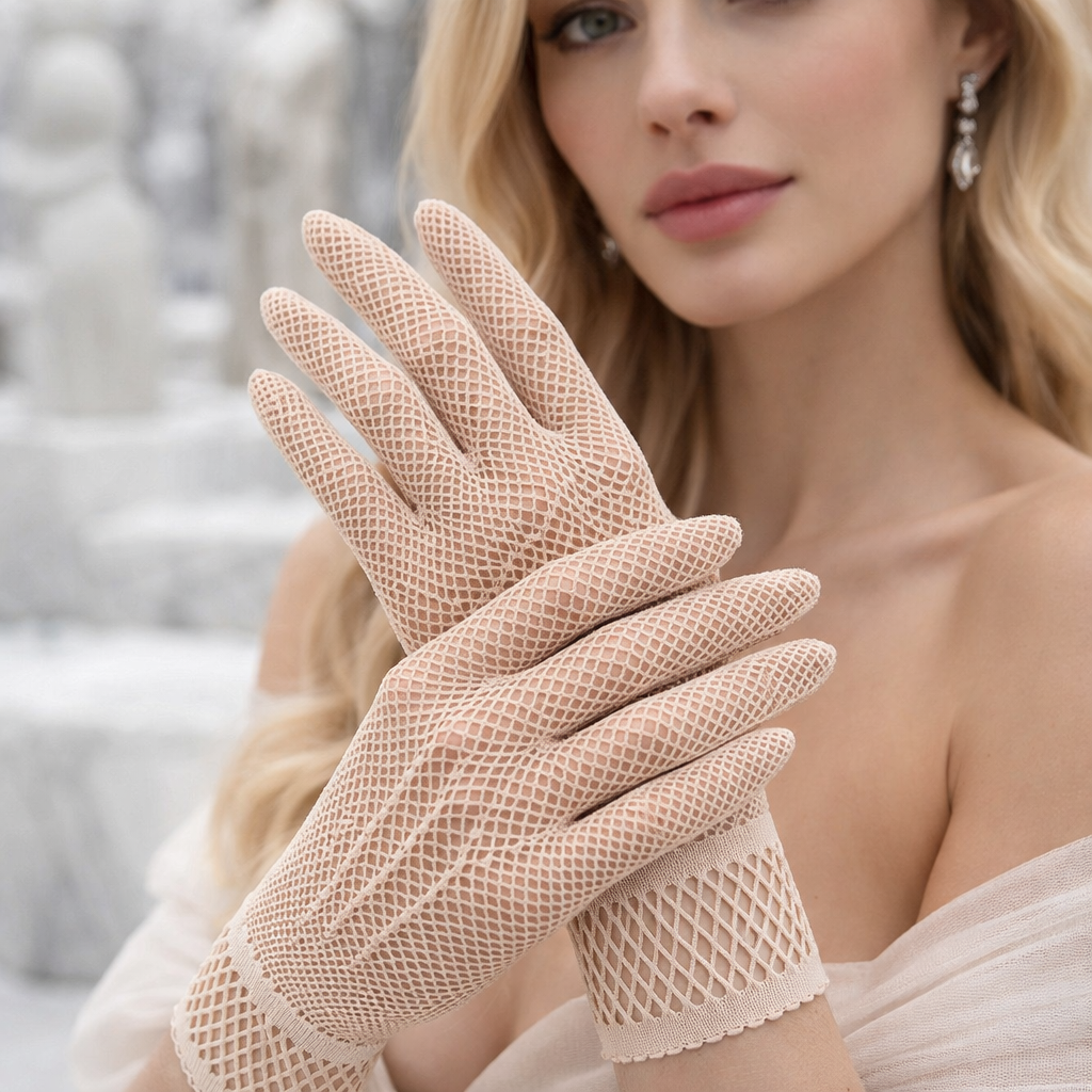 Opera Gloves | Women’s Long Mesh, Sheer | Vintage Elegant Style