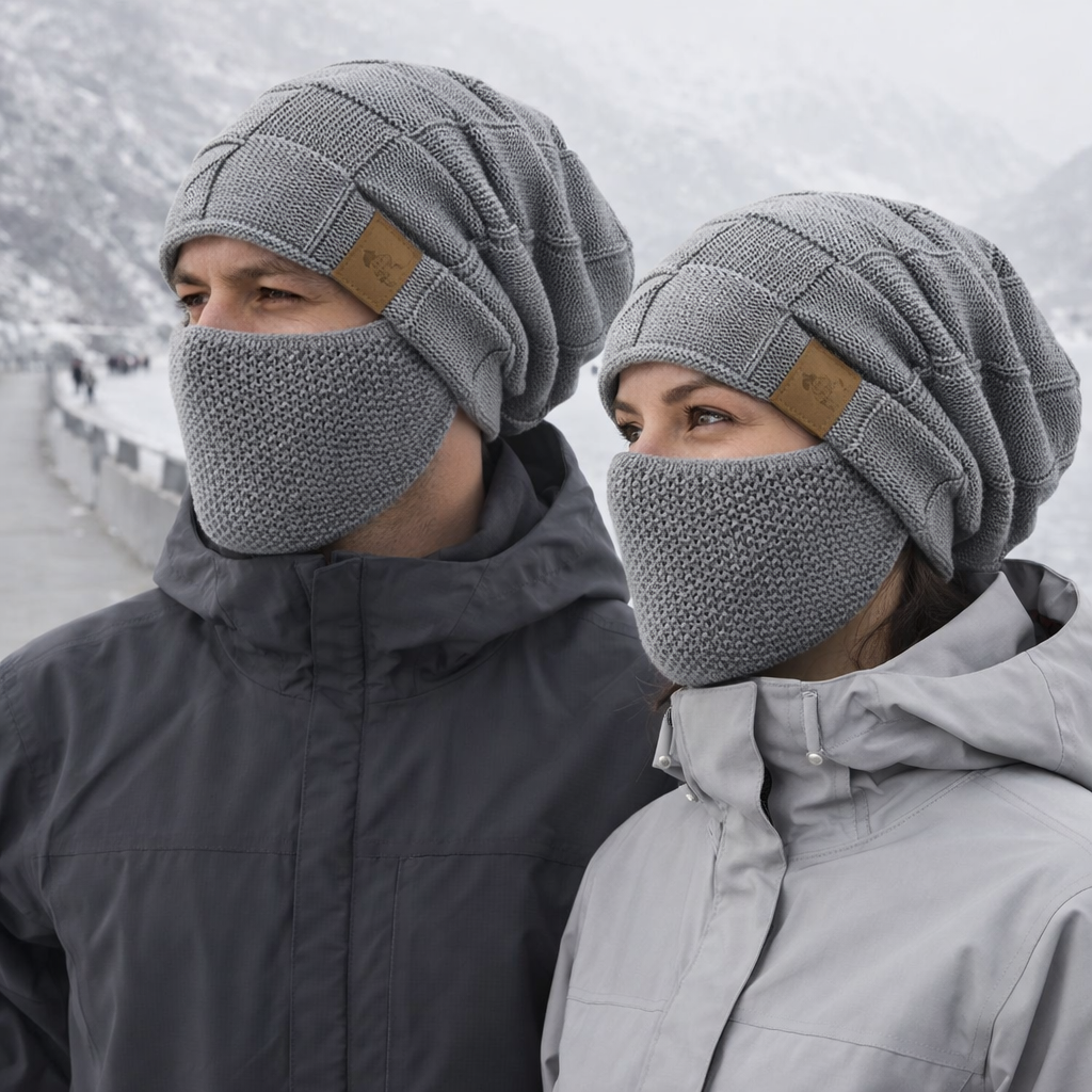 Unisex Winter Knit Balaclava Beanie and Face Cover Set