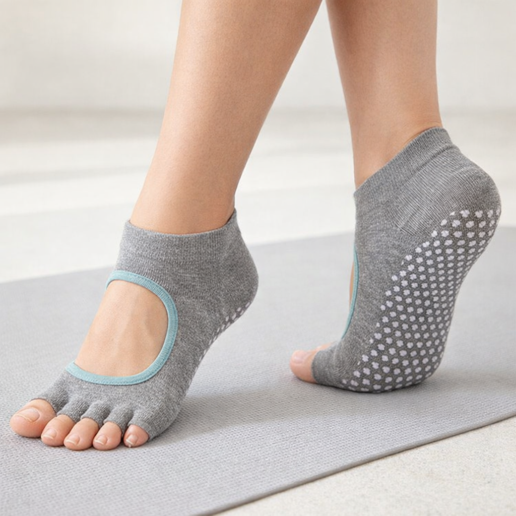 Five Toe Pilates Socks | Women's, Non Slip, Cotton | Breathable Comfort
