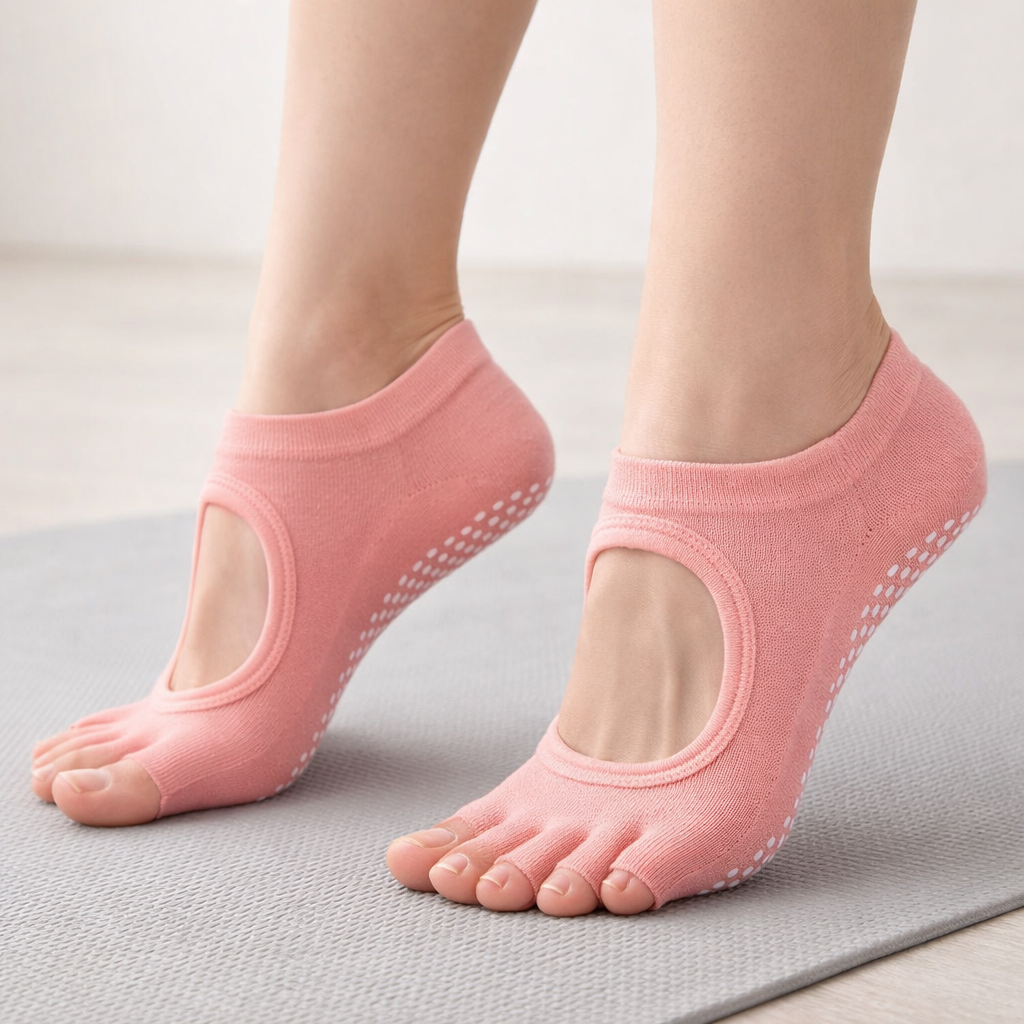 Five Toe Pilates Socks | Women's, Non Slip, Cotton | Breathable Comfort