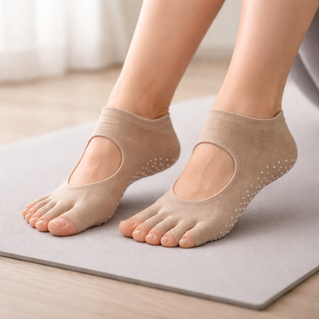 Five Toe Pilates Socks | Women's, Non Slip, Cotton | Breathable Comfort