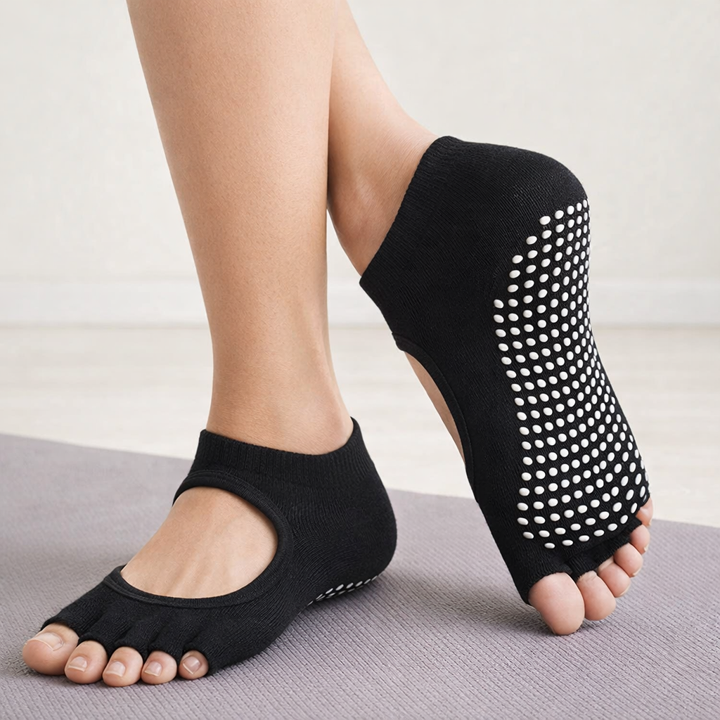 Five Toe Pilates Socks | Women's, Non Slip, Cotton | Breathable Comfort