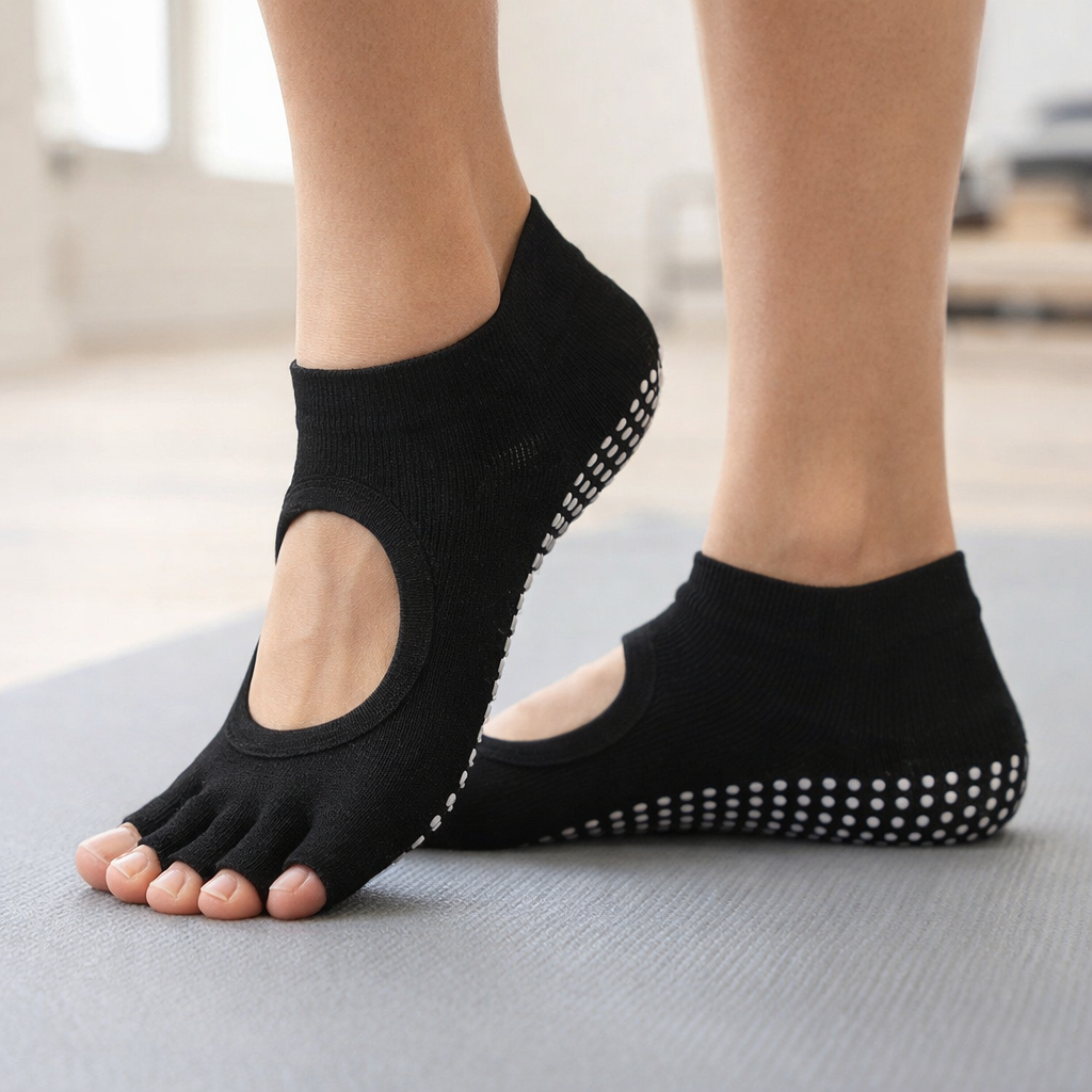 Pilates Toe Socks | Women Yoga Socks, Non Slip | Cotton Five Toe