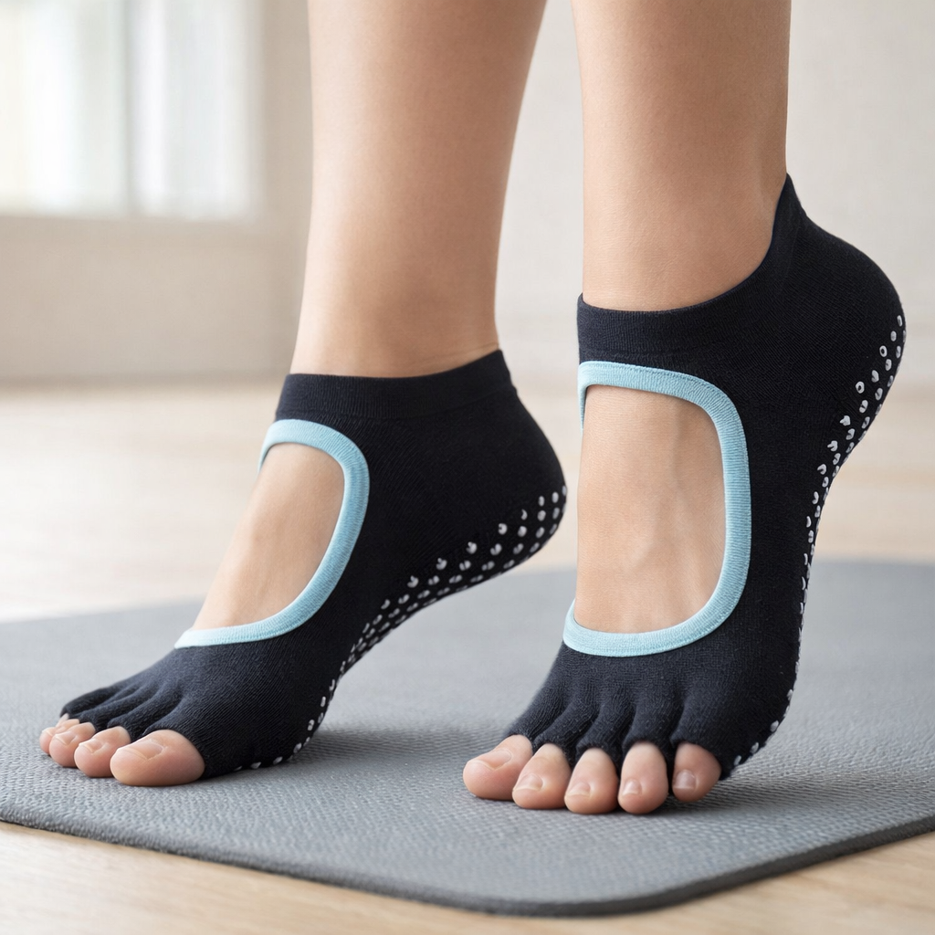 Pilates Toe Socks | Women Yoga Socks, Non Slip | Cotton Five Toe