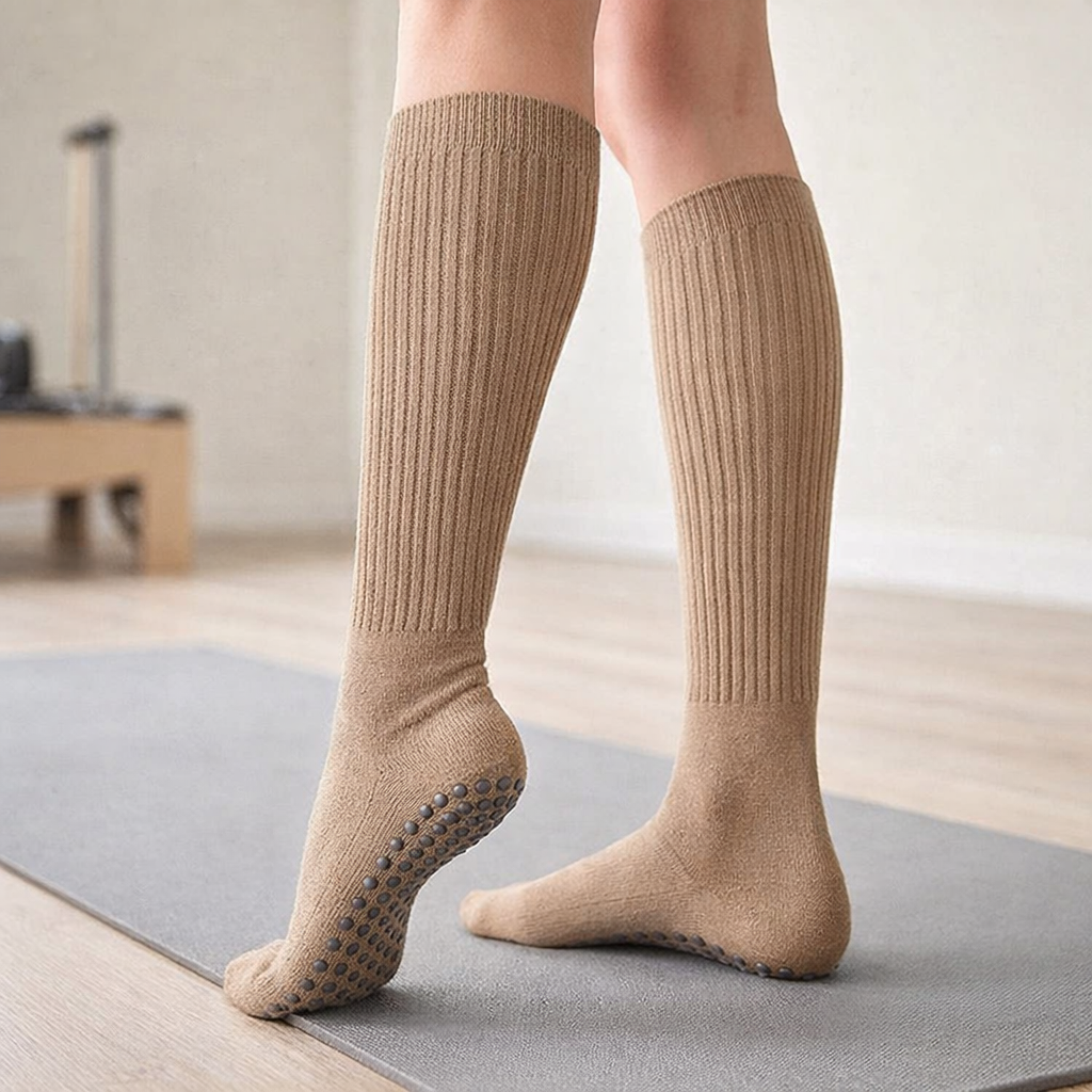 Pilates Grip Socks | Women's, Knee High, Cotton | Non Slip Comfort