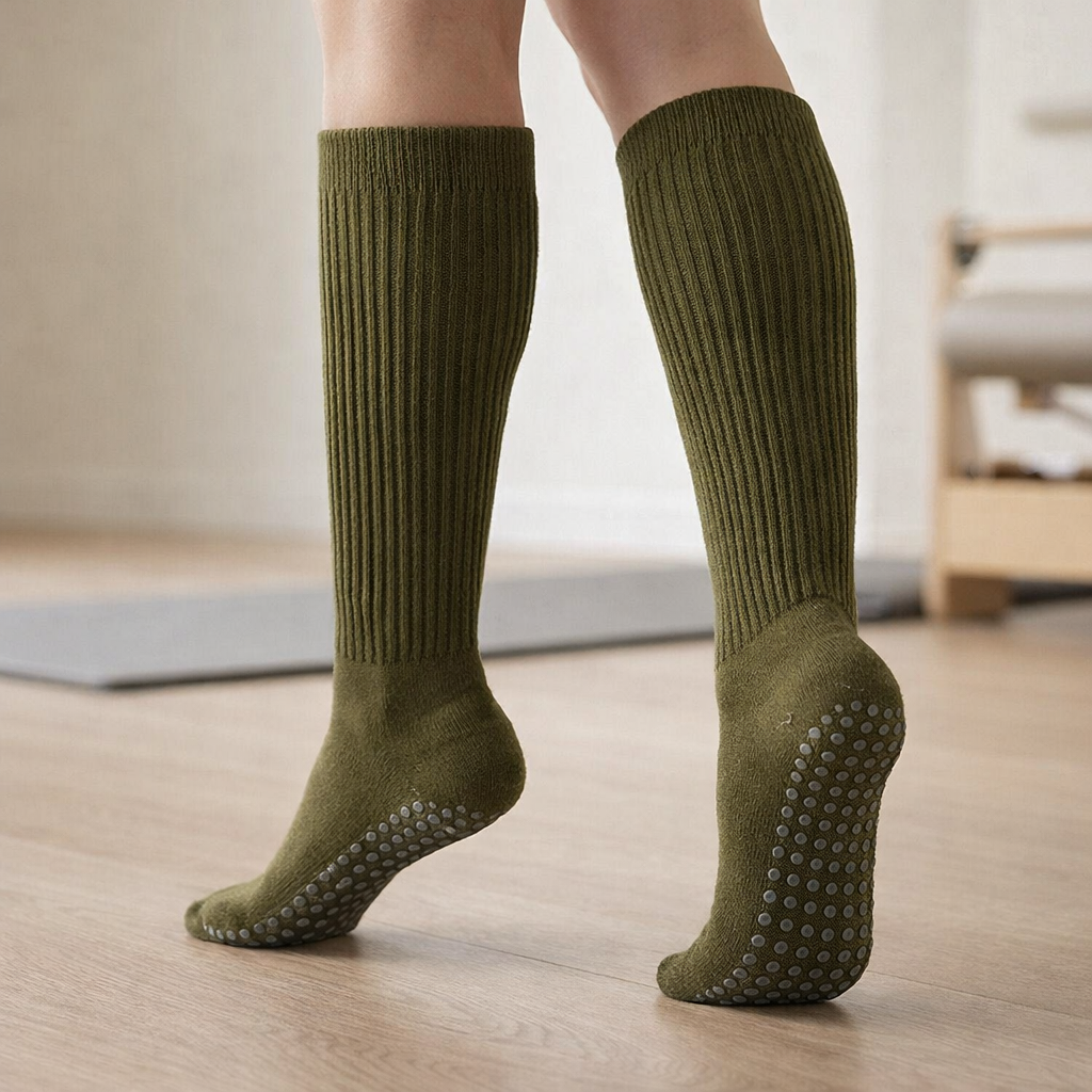 Pilates Grip Socks | Women's, Knee High, Cotton | Non Slip Comfort