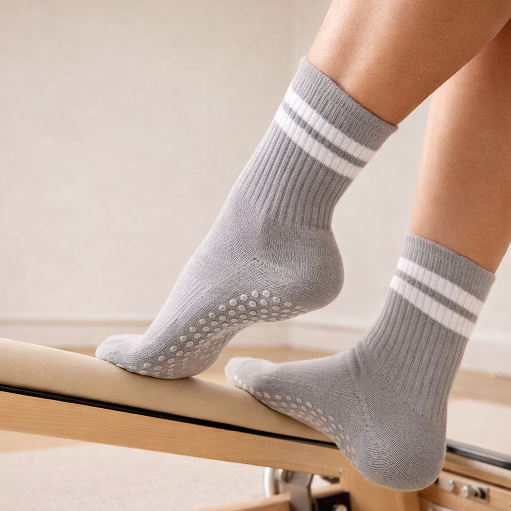 Pilates Socks | Ankle Length, Anti Slip Grip | Breathable Cotton