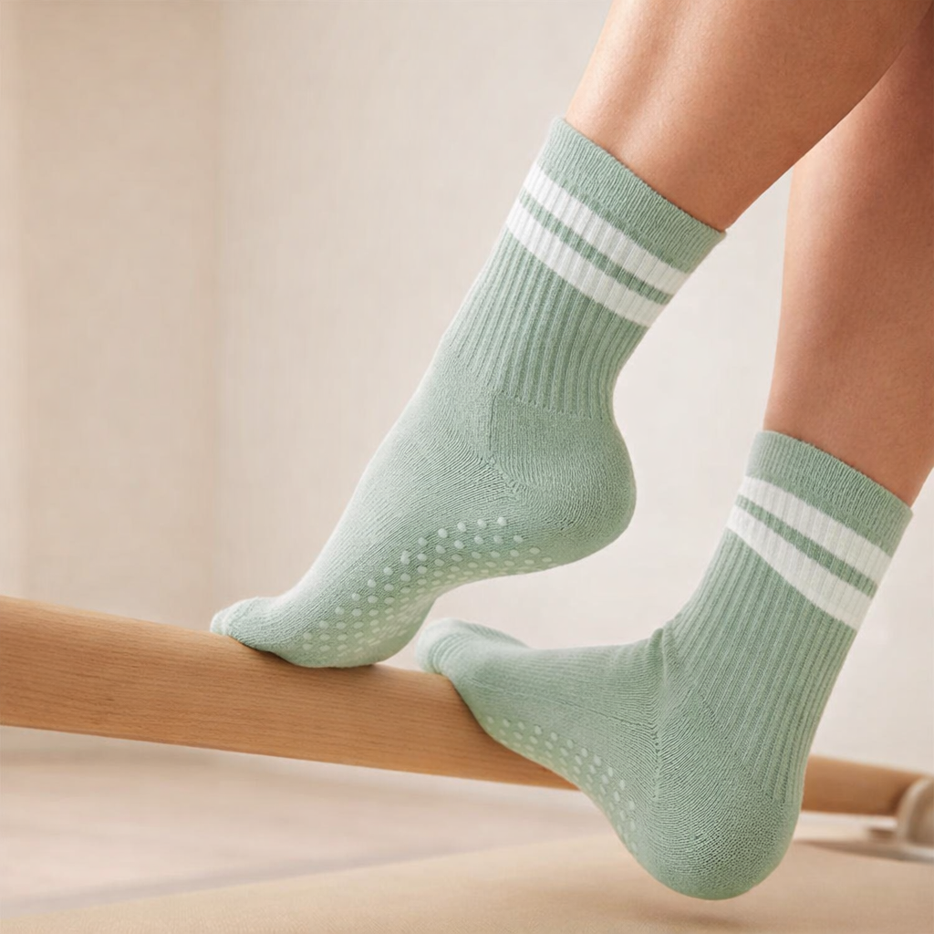 Pilates Socks | Ankle Length, Anti Slip Grip | Breathable Cotton