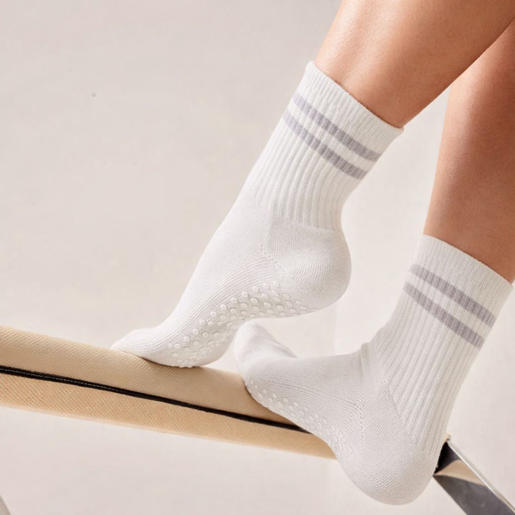 Pilates Socks | Ankle Length, Anti Slip Grip | Breathable Cotton