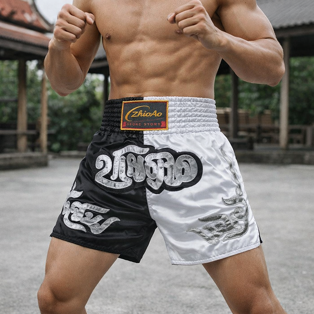 Muay Thai Shorts | Men's, Satin, Lightweight | Embroidered Style