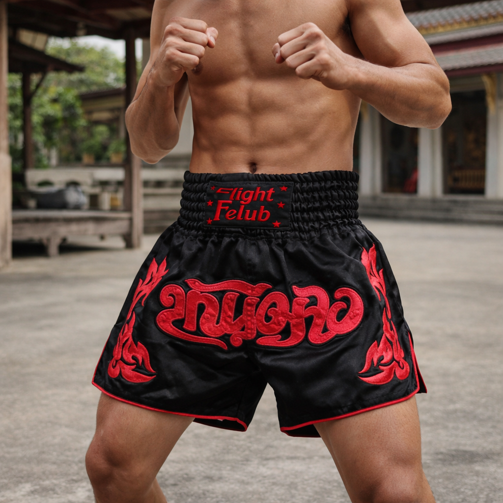 Muay Thai Shorts | Men's, Satin, Lightweight | Embroidered Style