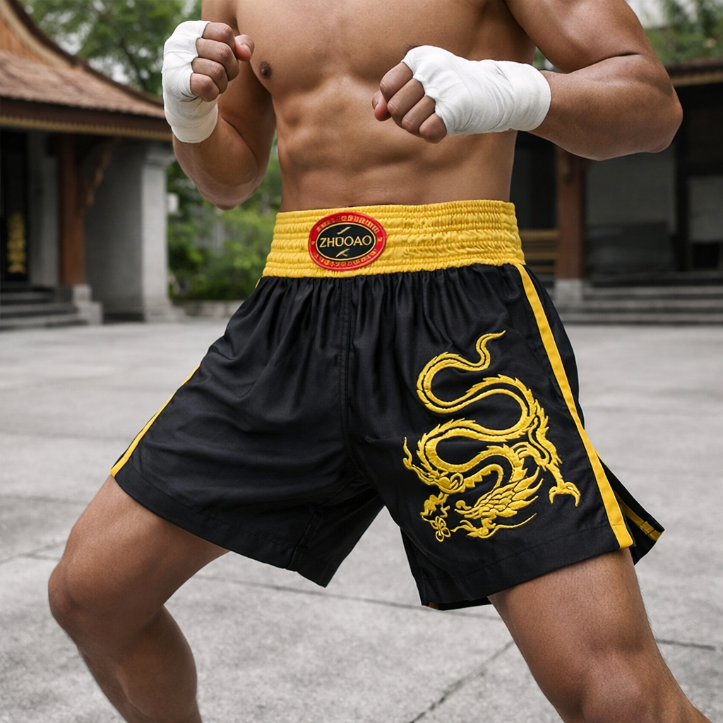 Muay Thai Shorts | Men's, Satin, Lightweight | Embroidered Style