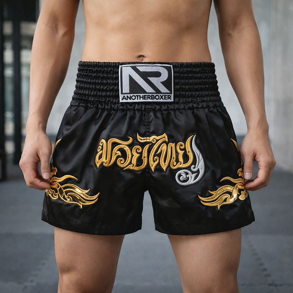 Muay Thai Shorts | Men's, Satin, Embroidered | Training Fightwear