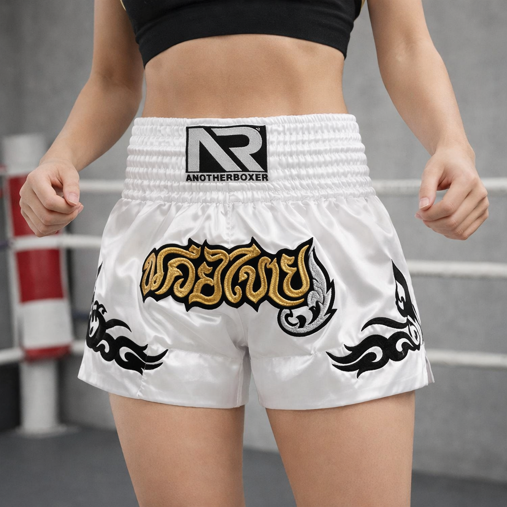 Muay Thai Shorts | Women's, Satin, Embroidered | Training Fightwear