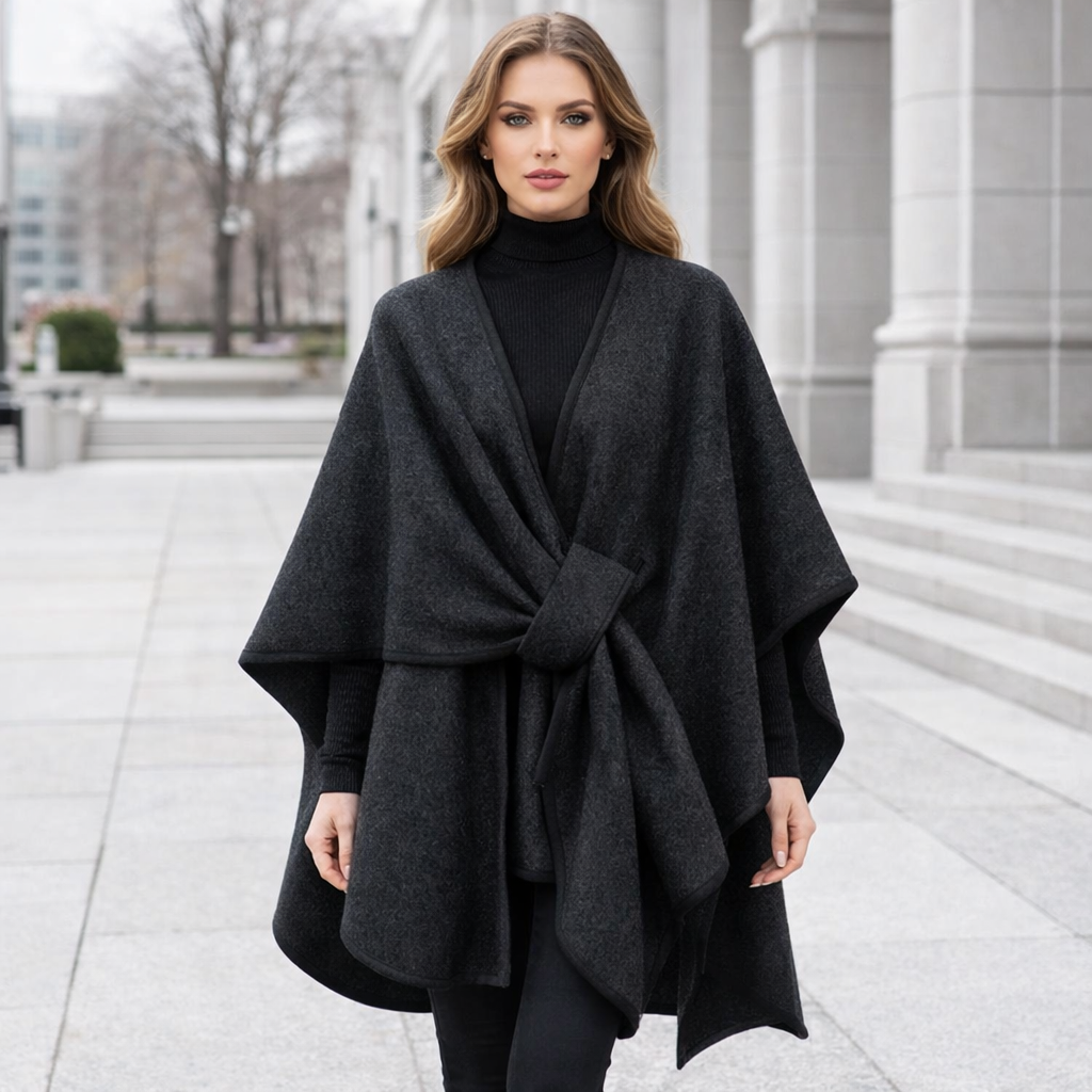 Oversized Poncho Sweater | Women's, Warm Knit | Wrap Style