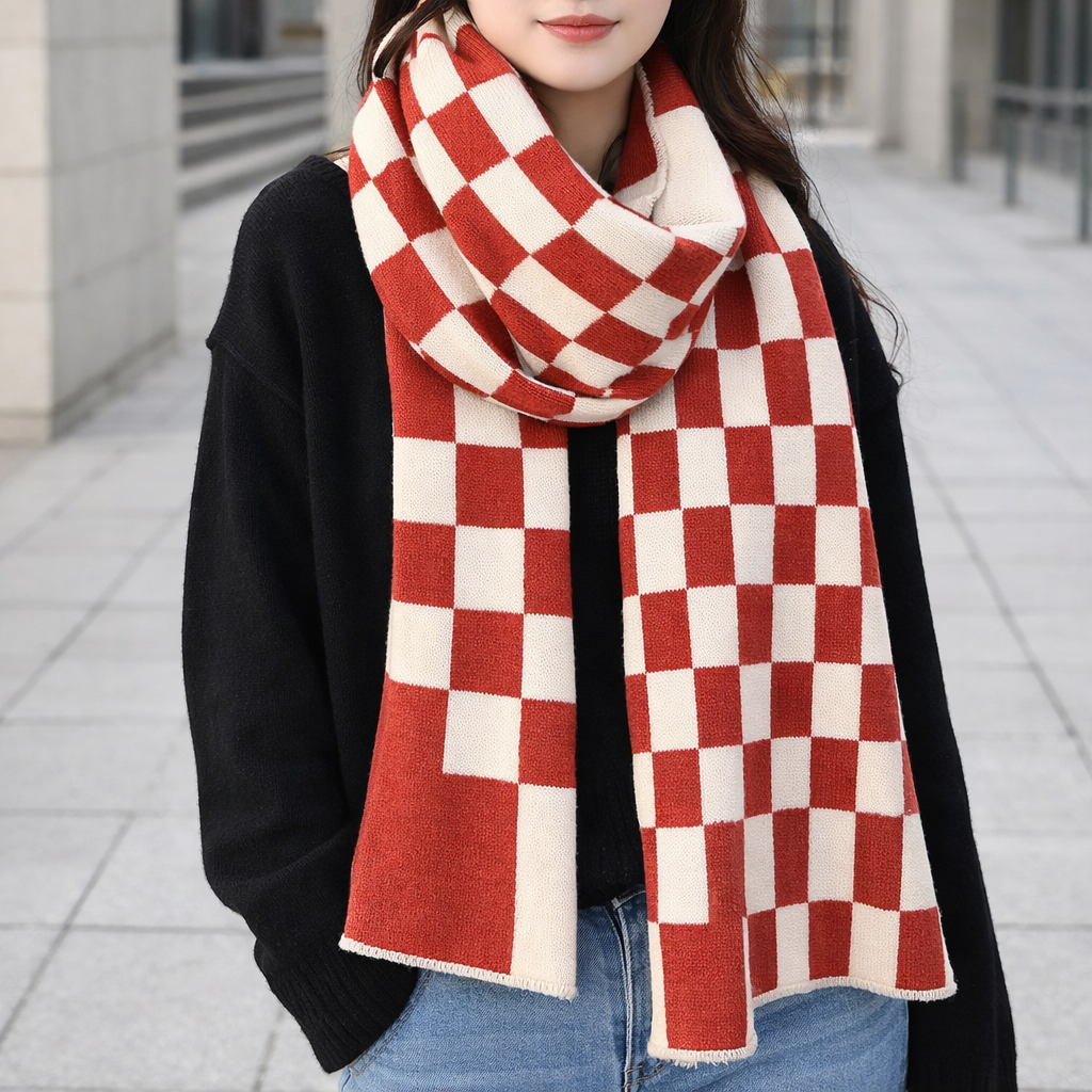 Checkered Winter Scarf | Women's, Cozy, Soft | Tartan Style