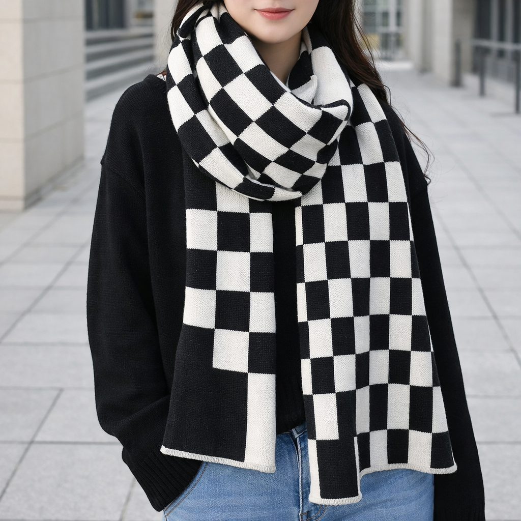 Checkered Winter Scarf | Women's, Cozy, Soft | Tartan Style