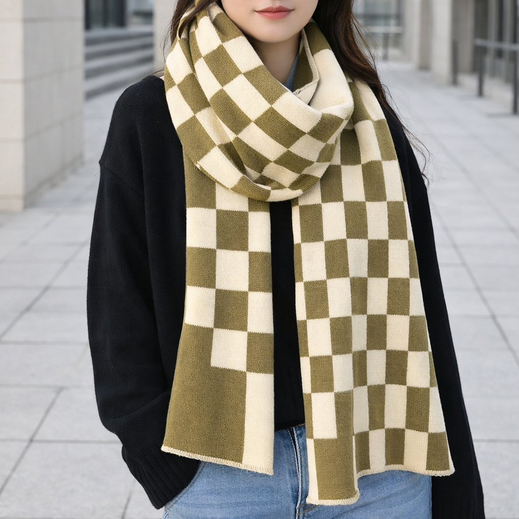 Checkered Winter Scarf | Women's, Cozy, Soft | Tartan Style