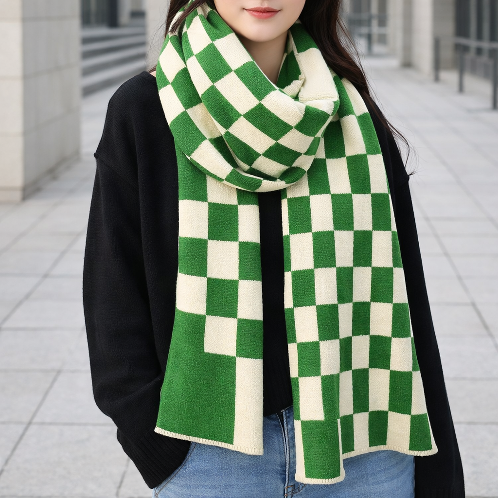 Checkered Winter Scarf | Women's, Cozy, Soft | Tartan Style