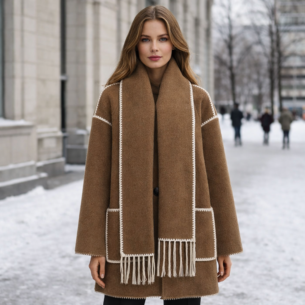 Women's Winter Coat | Elegant, Warm | Scarf Set