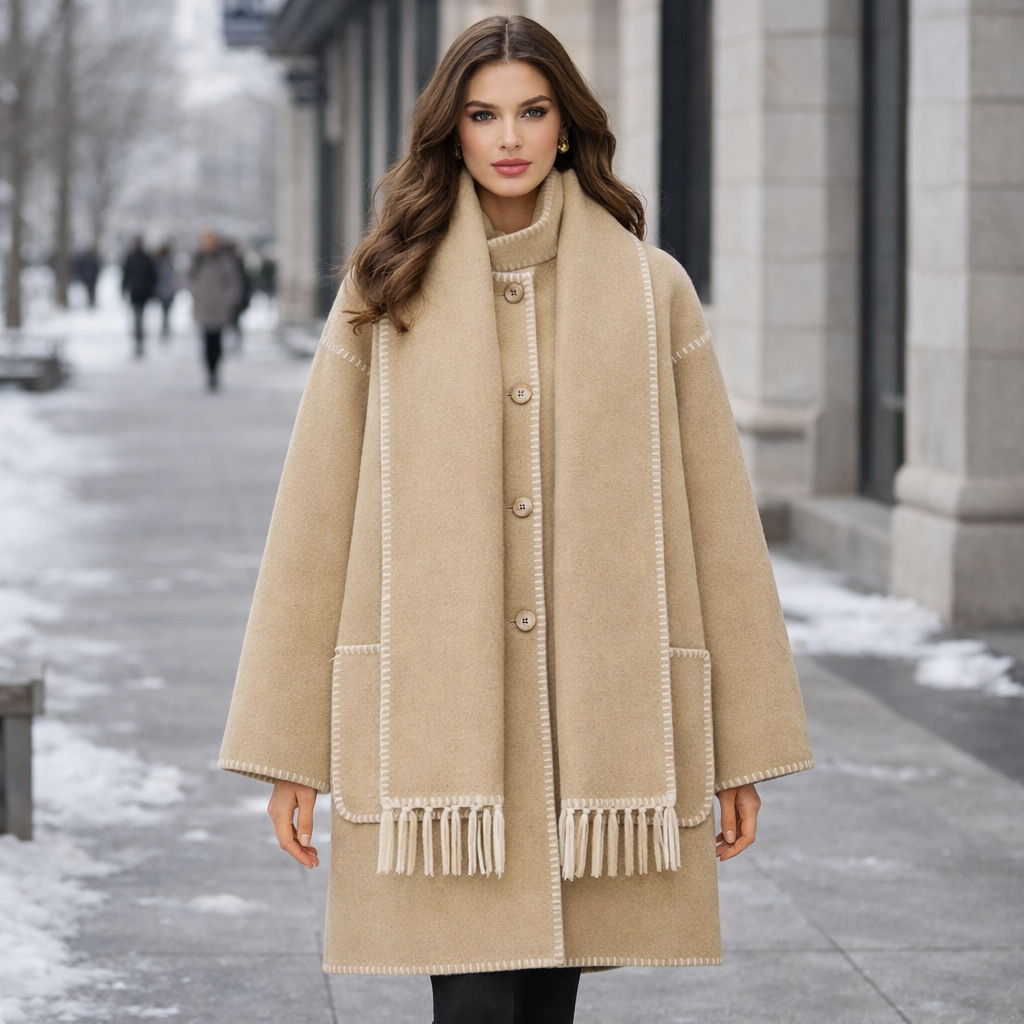 Women's Winter Coat | Elegant, Warm | Scarf Set