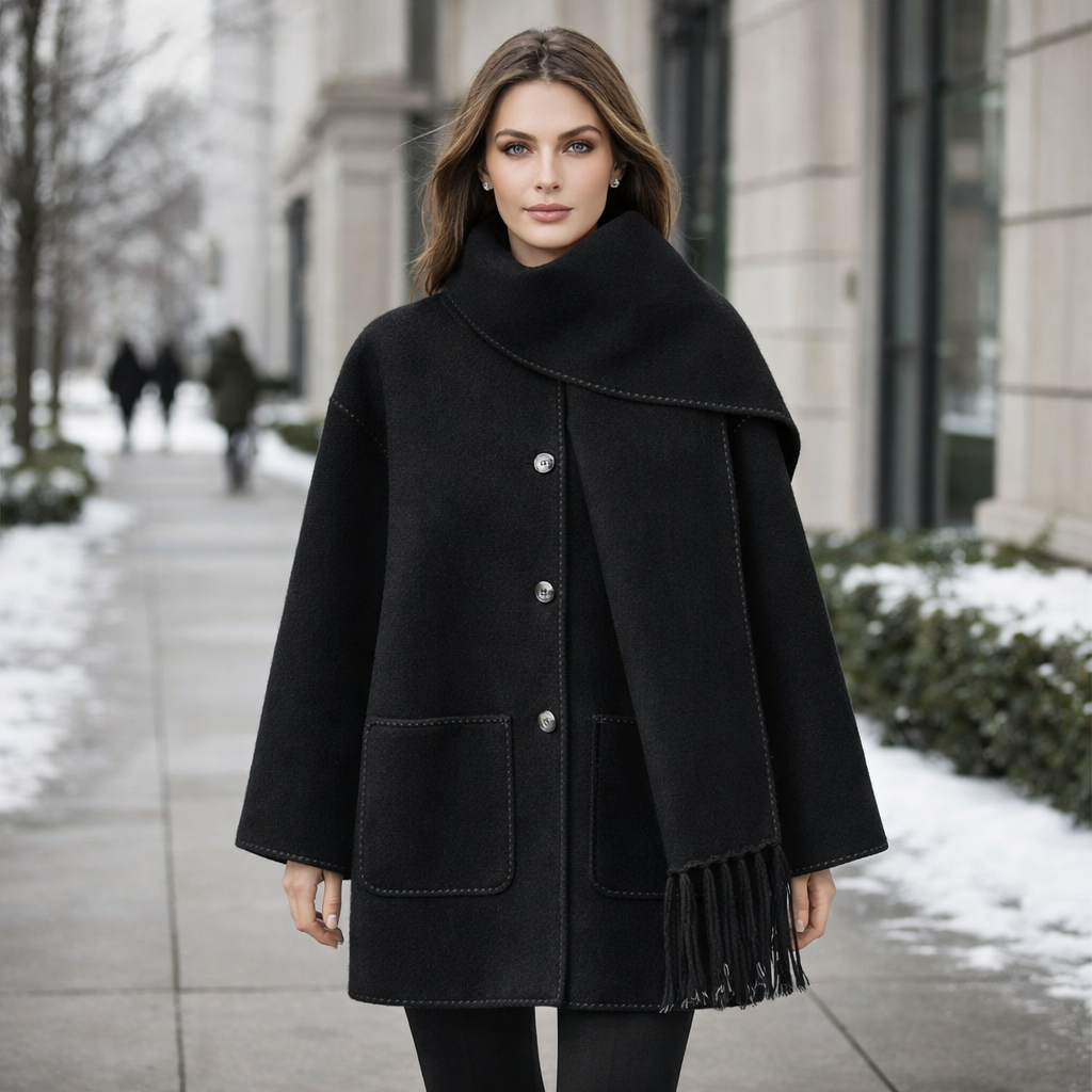 Women's Winter Coat | Elegant, Warm | Scarf Set