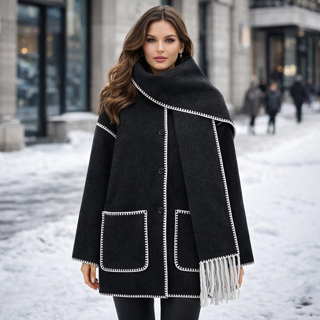 Women's Winter Coat | Elegant, Warm | Scarf Set