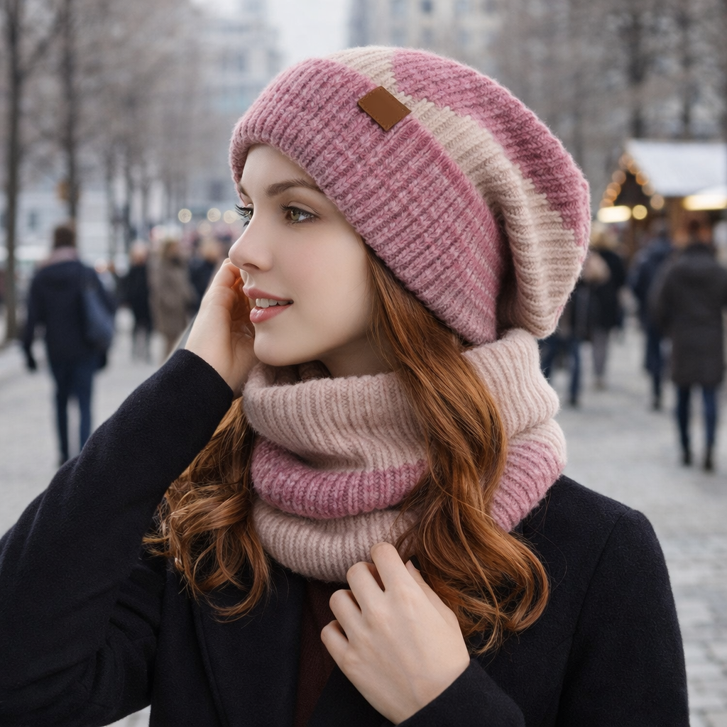 Beanie and Scarf Set | Women's, Winter, Warm | Knit Matching Set