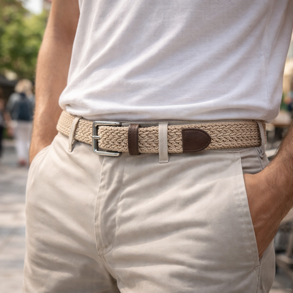 Men's Elastic Belt | Braided, Adjustable | Comfortable Casual Wear