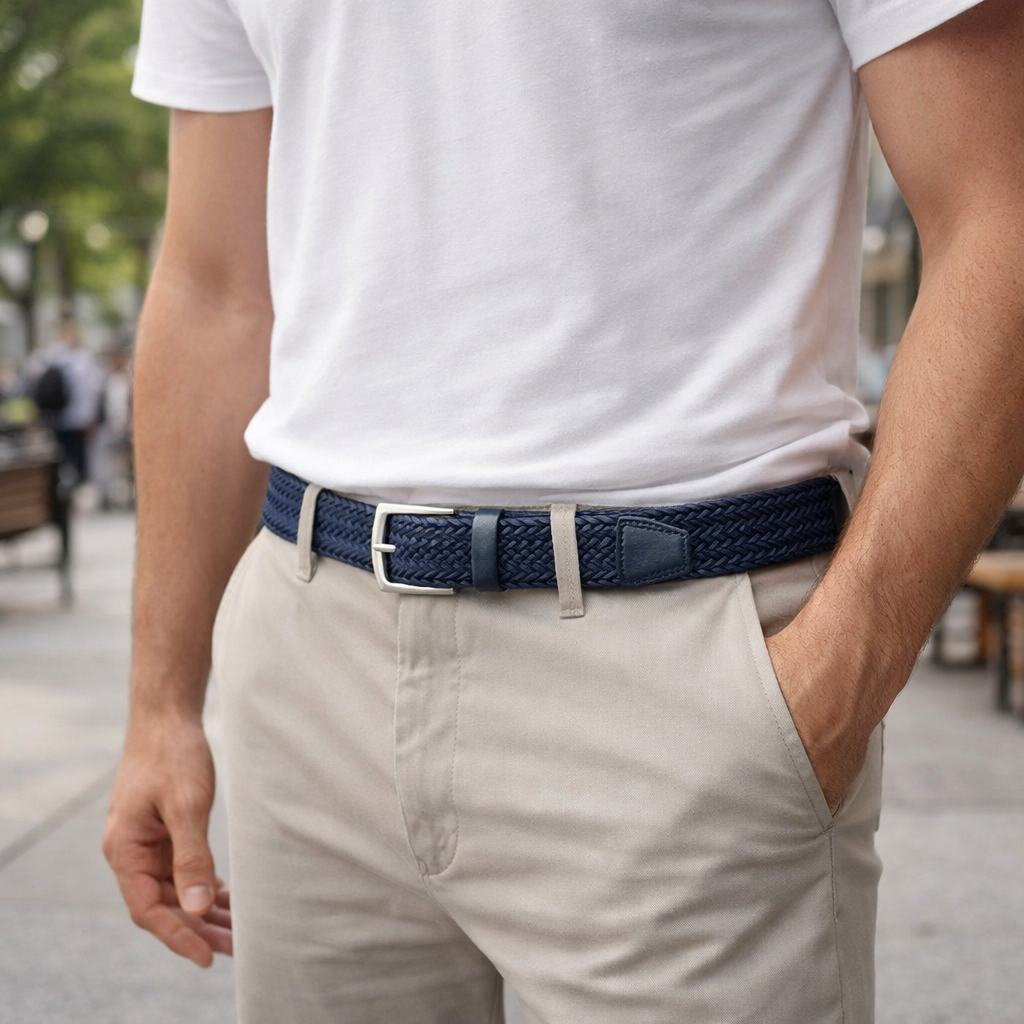 Men's Elastic Belt | Braided, Adjustable | Comfortable Casual Wear