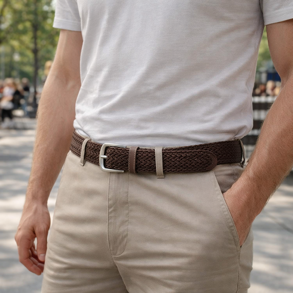 Men's Elastic Belt | Braided, Adjustable | Comfortable Casual Wear