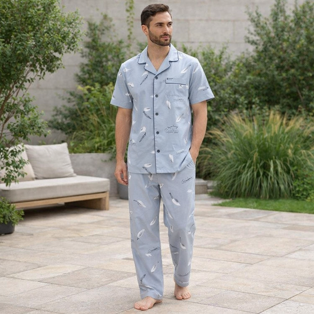 Pyjama Set | Men's Button Up, Soft Fabric | Breathable Sleepwear