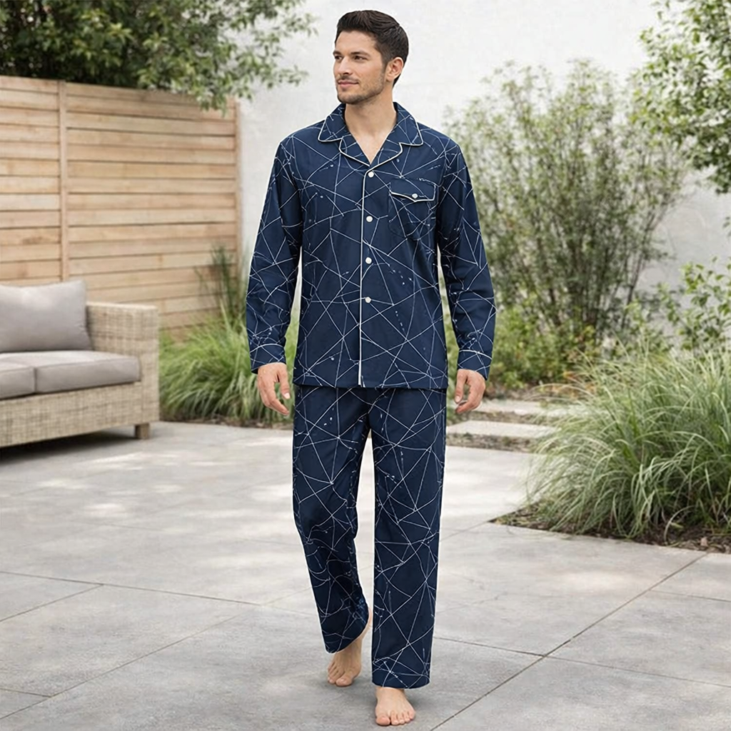 Pyjama Set | Men's Button Up, Soft Fabric | Breathable Sleepwear