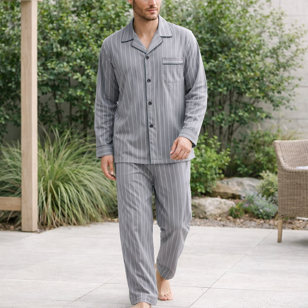 Pyjama Set | Men's Button Up, Soft Fabric | Breathable Sleepwear
