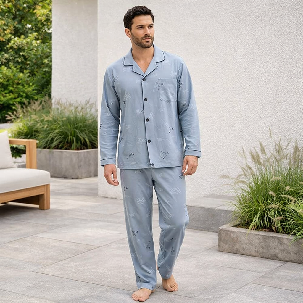 Pyjama Set | Men's Button Up, Soft Fabric | Breathable Sleepwear