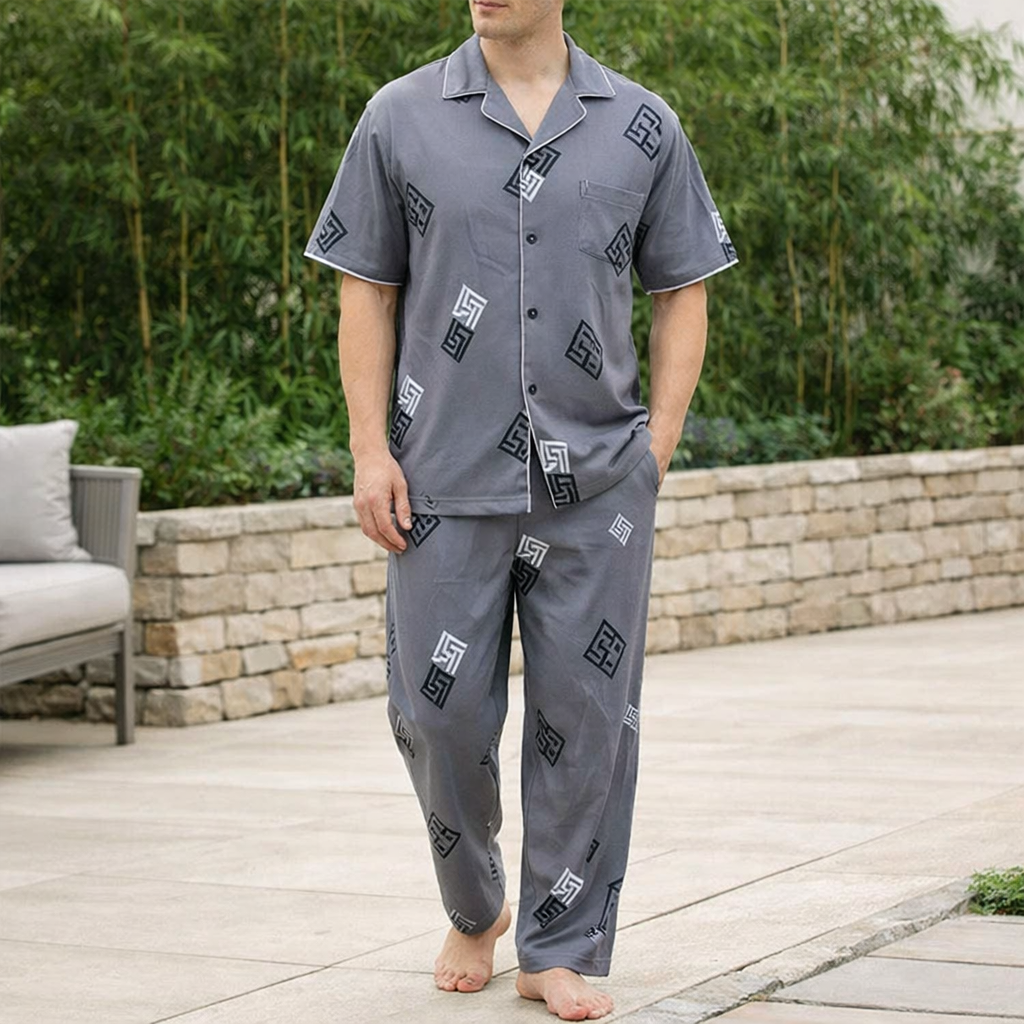 Pyjama Set | Men's Button Up, Soft Fabric | Breathable Sleepwear