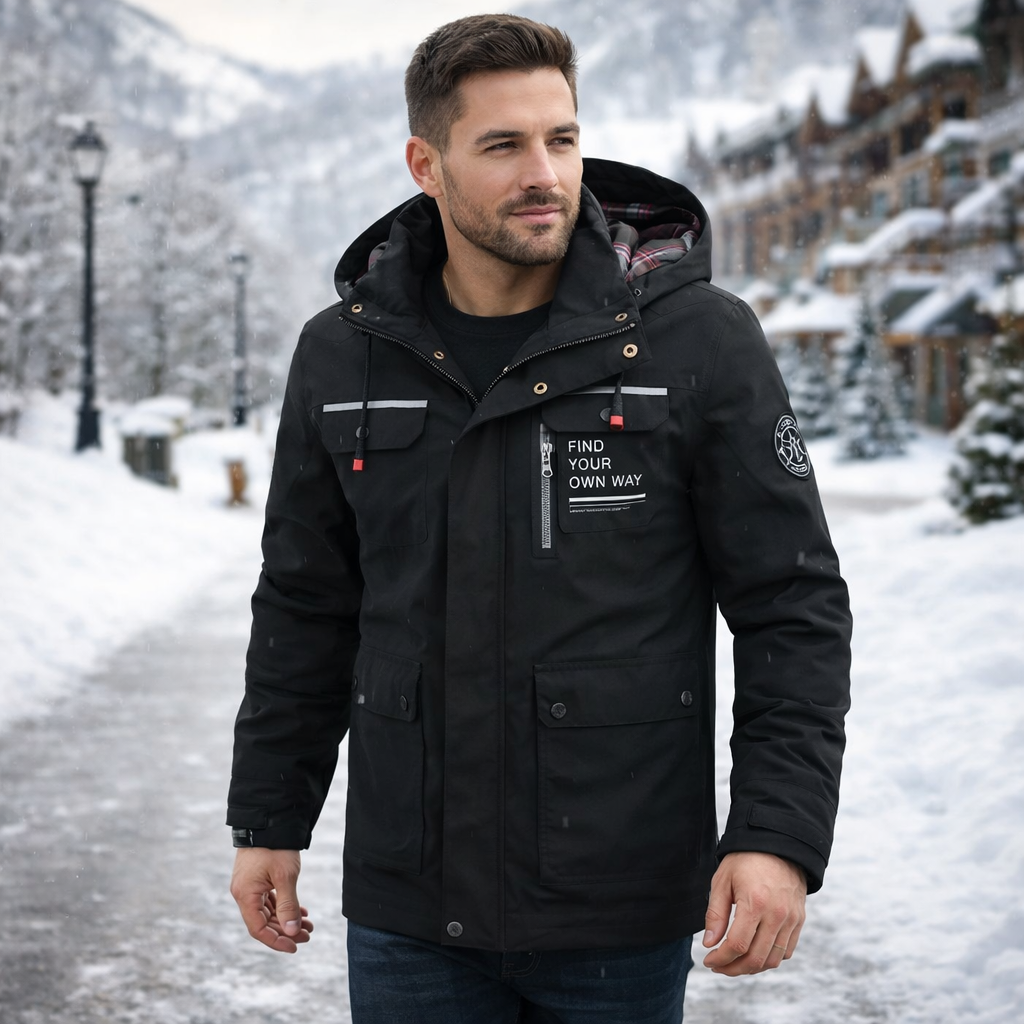 Waterproof Jacket | Men's Winter, Detachable Hood | Insulated Coat