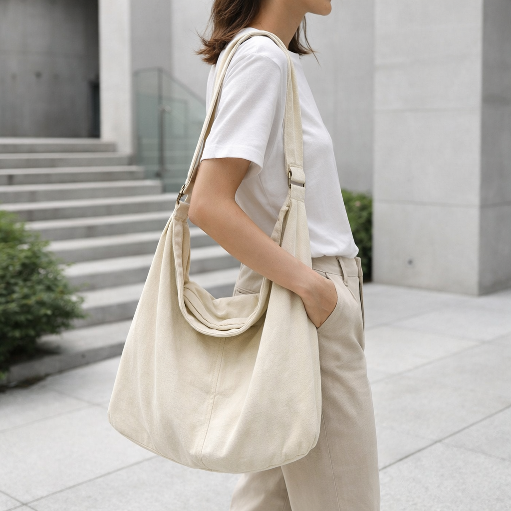 Canvas Shoulder Bag | Oversized, Casual | Tote Handbag